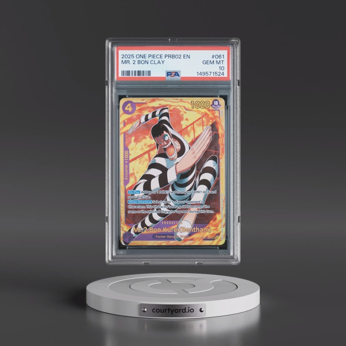 2025 One Piece PRB02-Premium Booster -One Piece Card the Best- Vol.2 #061 Mr. 2 Bon Clay (PSA 10 GEM MINT)