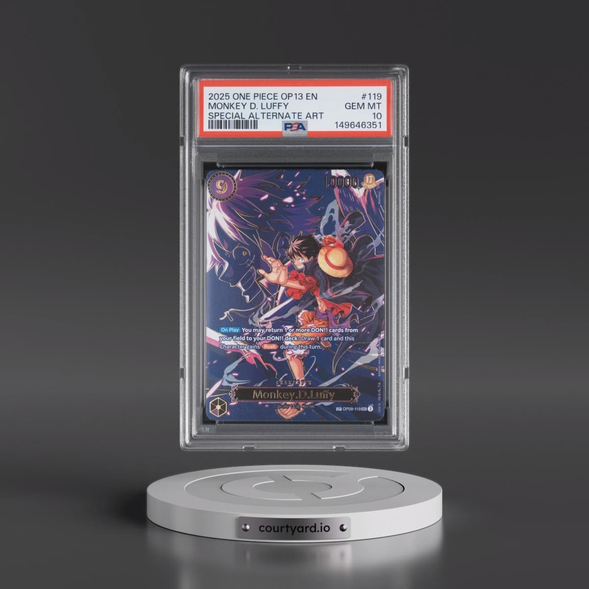 2025 One Piece OP13-Carrying on His Will #119 Monkey D. Luffy - Special Alternate Art (PSA 10 GEM MINT)