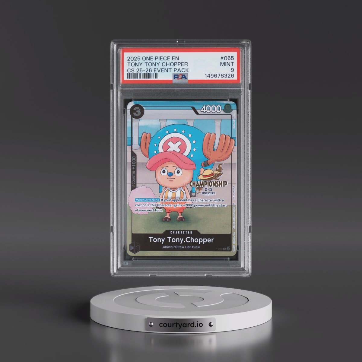 2025 One Piece Championship 2025-26 Event Pack #065 Tony Tony Chopper (PSA 9 MINT)