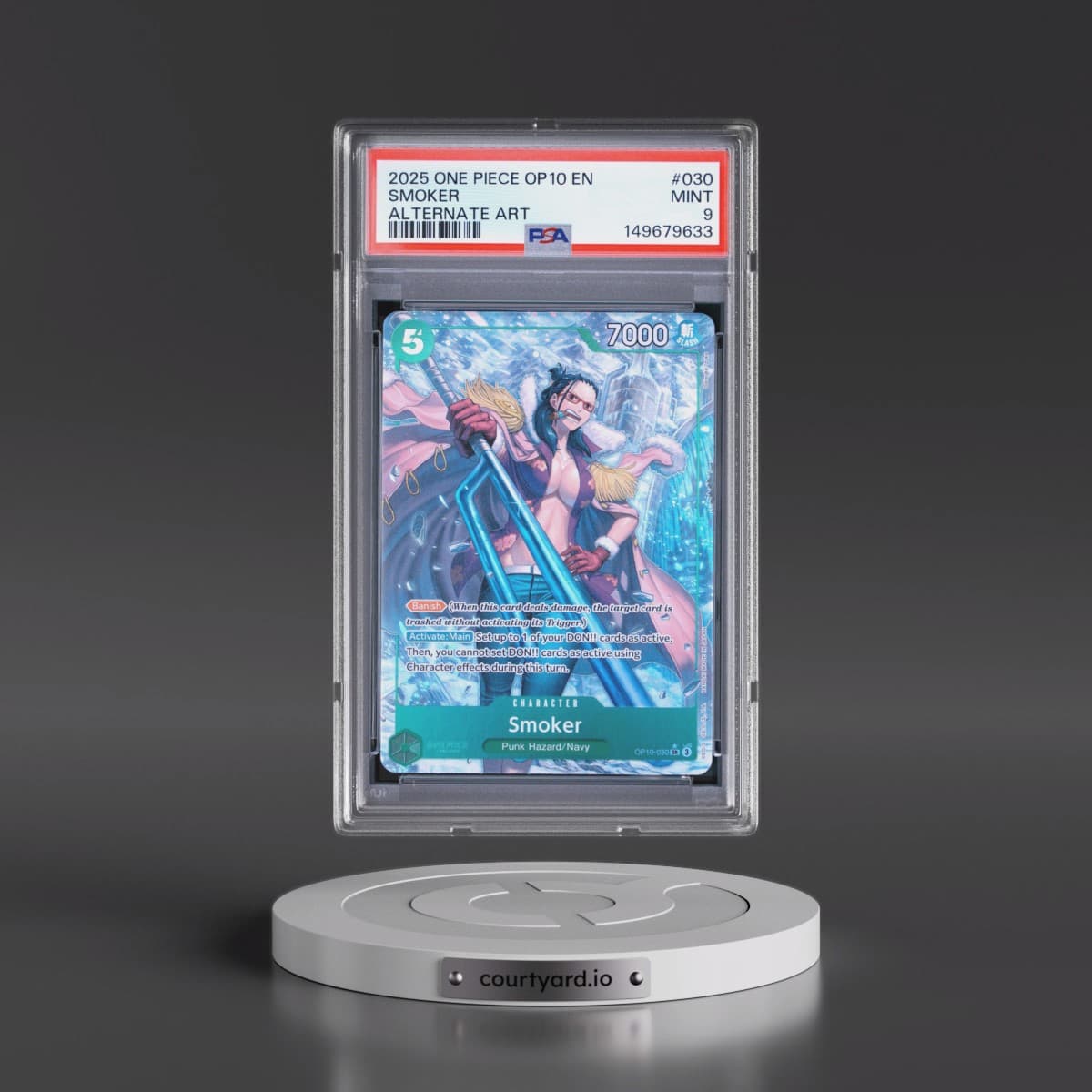 2025 One Piece OP10-Royal Blood #030 Smoker - Alternate Art (PSA 9 MINT)