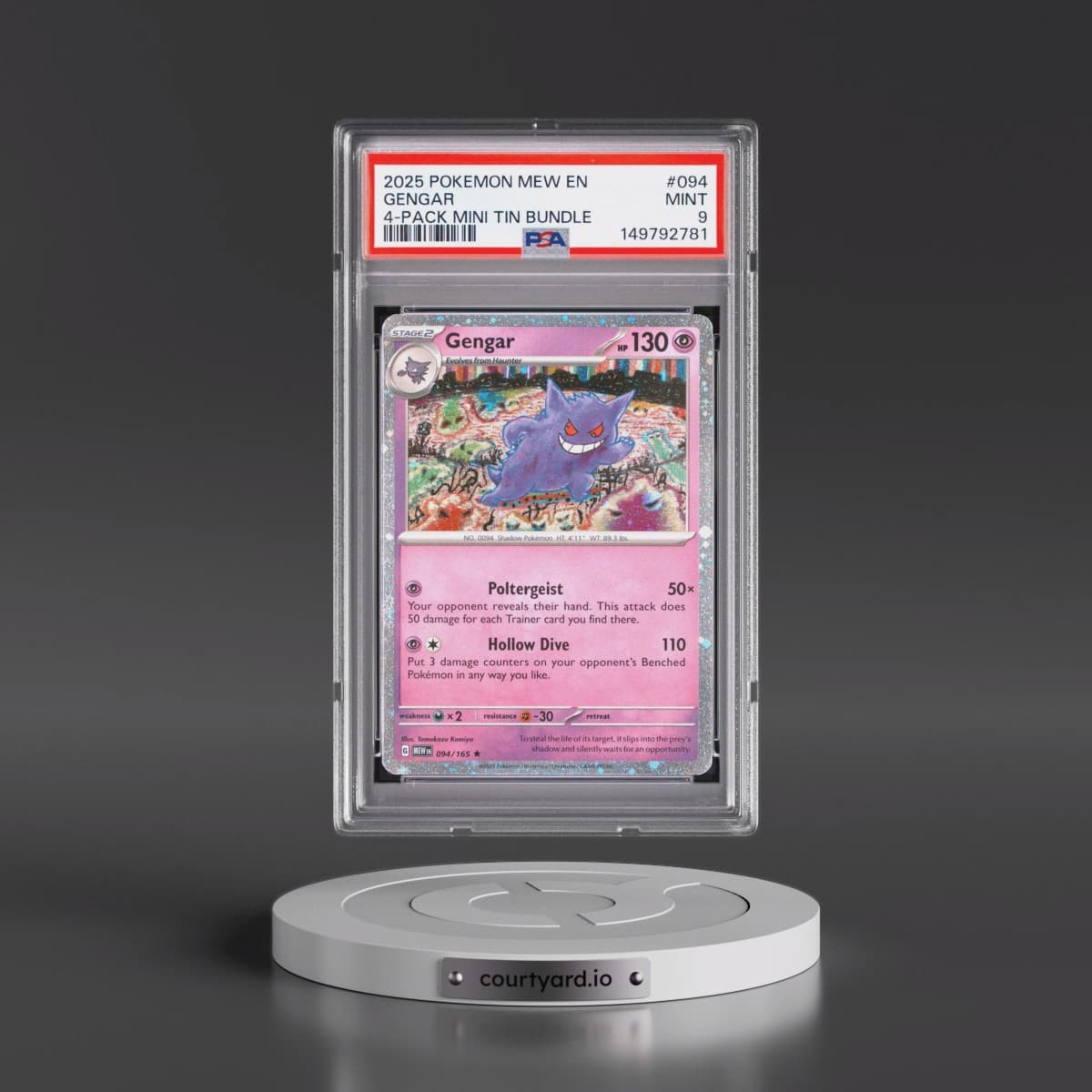 2025 Pokémon Mew EN-151 #094 Gengar - 4-Pack Mini Tin Bundle (PSA 9 MINT)
