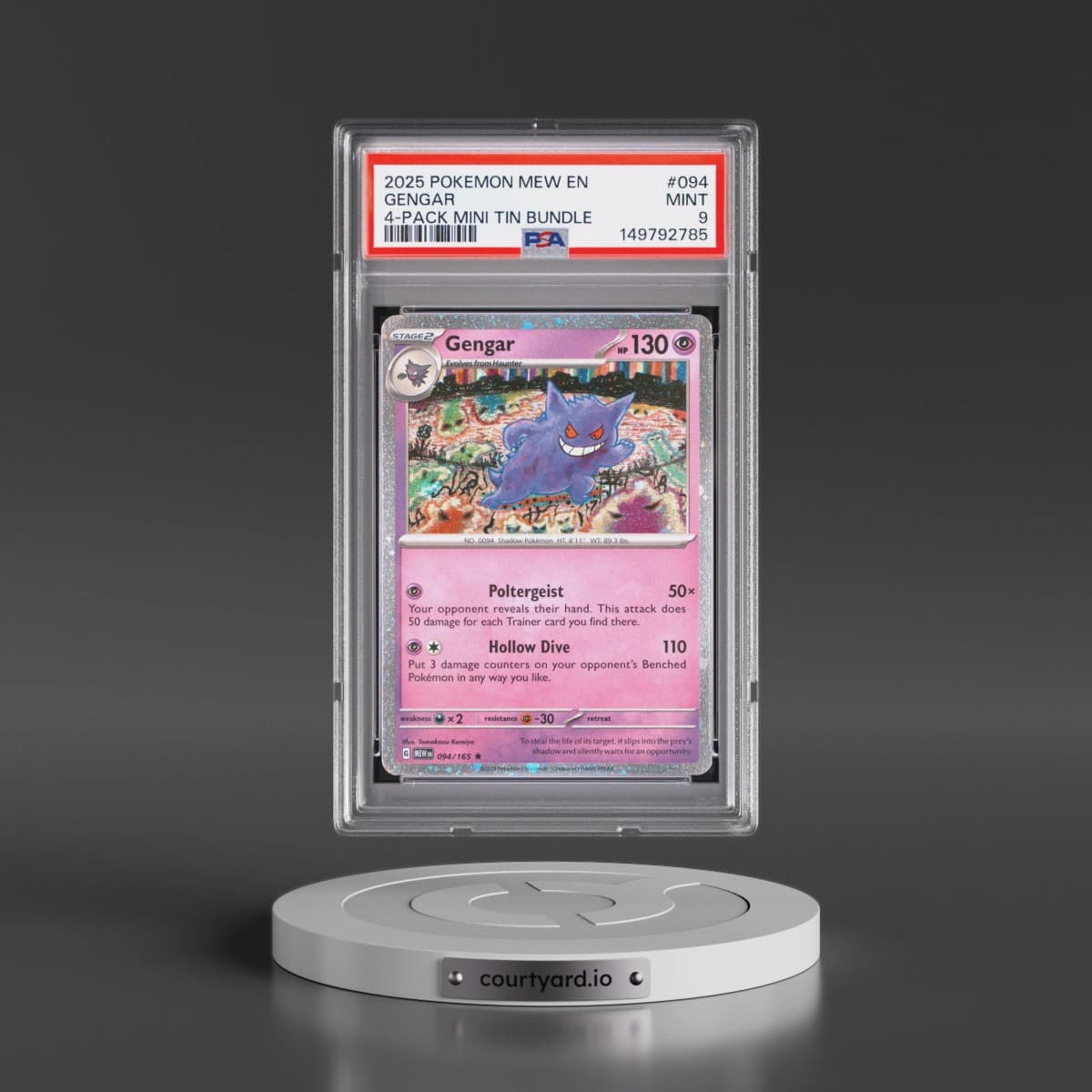 2025 Pokémon Mew EN-151 #094 Gengar - 4-Pack Mini Tin Bundle (PSA 9 MINT)