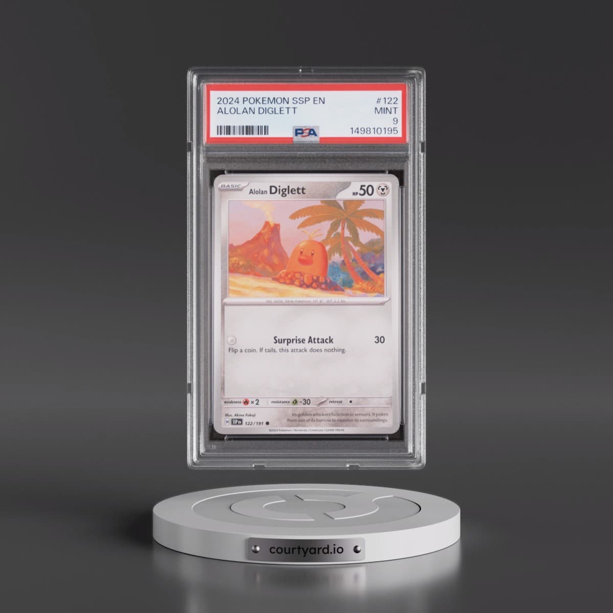 2024 Pokémon Ssp EN-Surging Sparks #122 Alolan Diglett (PSA 9 MINT)