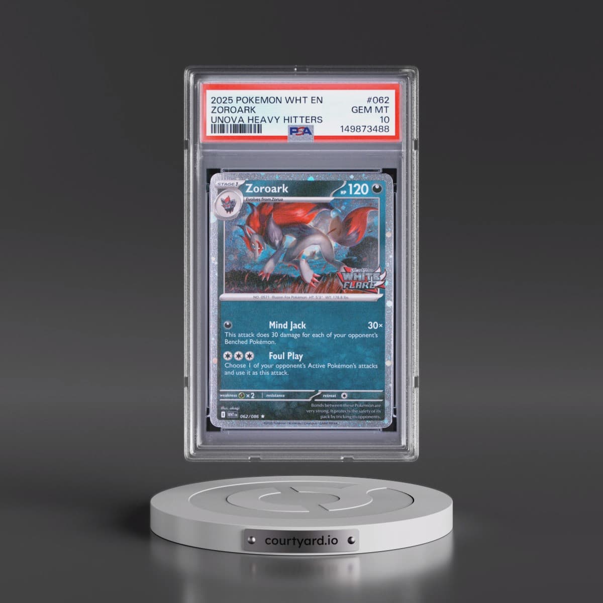 2025 Pokémon Wht EN-White Flare #062 Zoroark - Unova Heavy Hitters Premium Collection (PSA 10 GEM MINT)