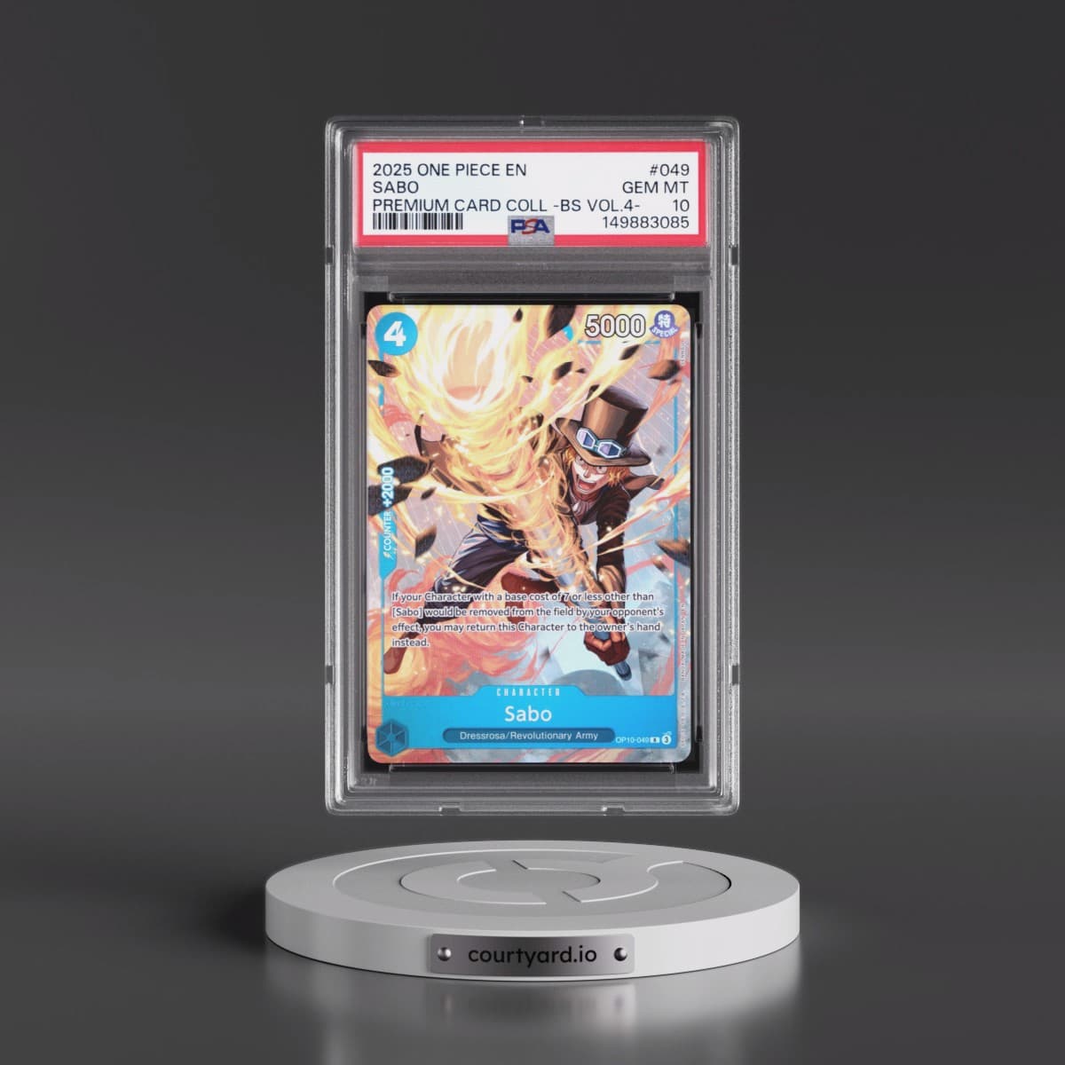 2025 One Piece Premium Card Collection -Best Selection Vol.4 #049 Sabo (PSA 10 GEM MINT)