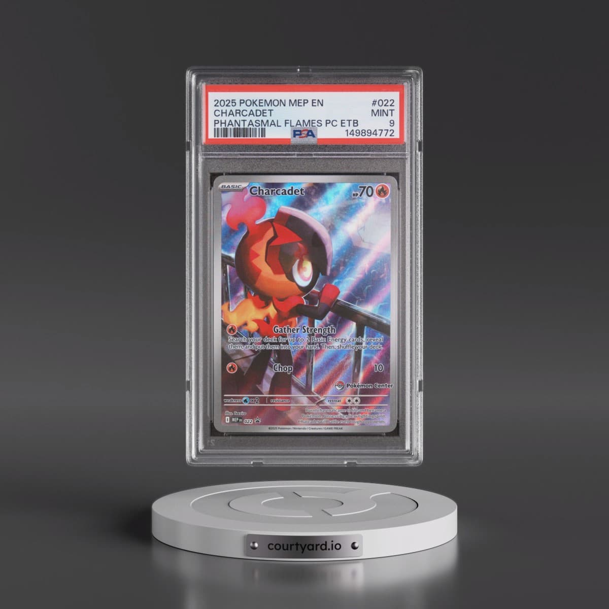 2025 Pokémon Mep EN-Me Black Star Promo #022 Charcadet - Phantasmal Flames Pokemon Center Elite Trainer Box (PSA 9 MINT)