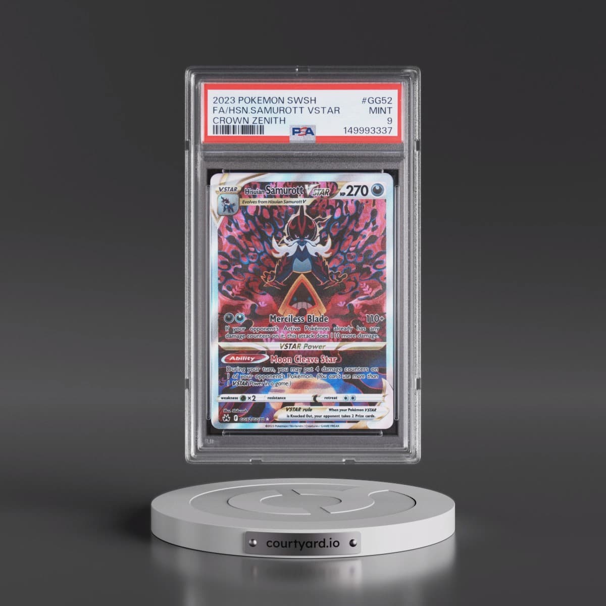 2023 Pokémon Sword and Shield Crown Zenith #GG52 Hisuian Samurott Vstar - Full Art (PSA 9 MINT)