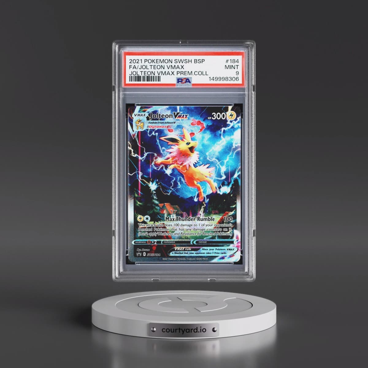 2021 Pokémon Swsh Black Star Promo #184 Jolteon Vmax - Full Art Jolteon Vmax Premium Collection (PSA 9 MINT)