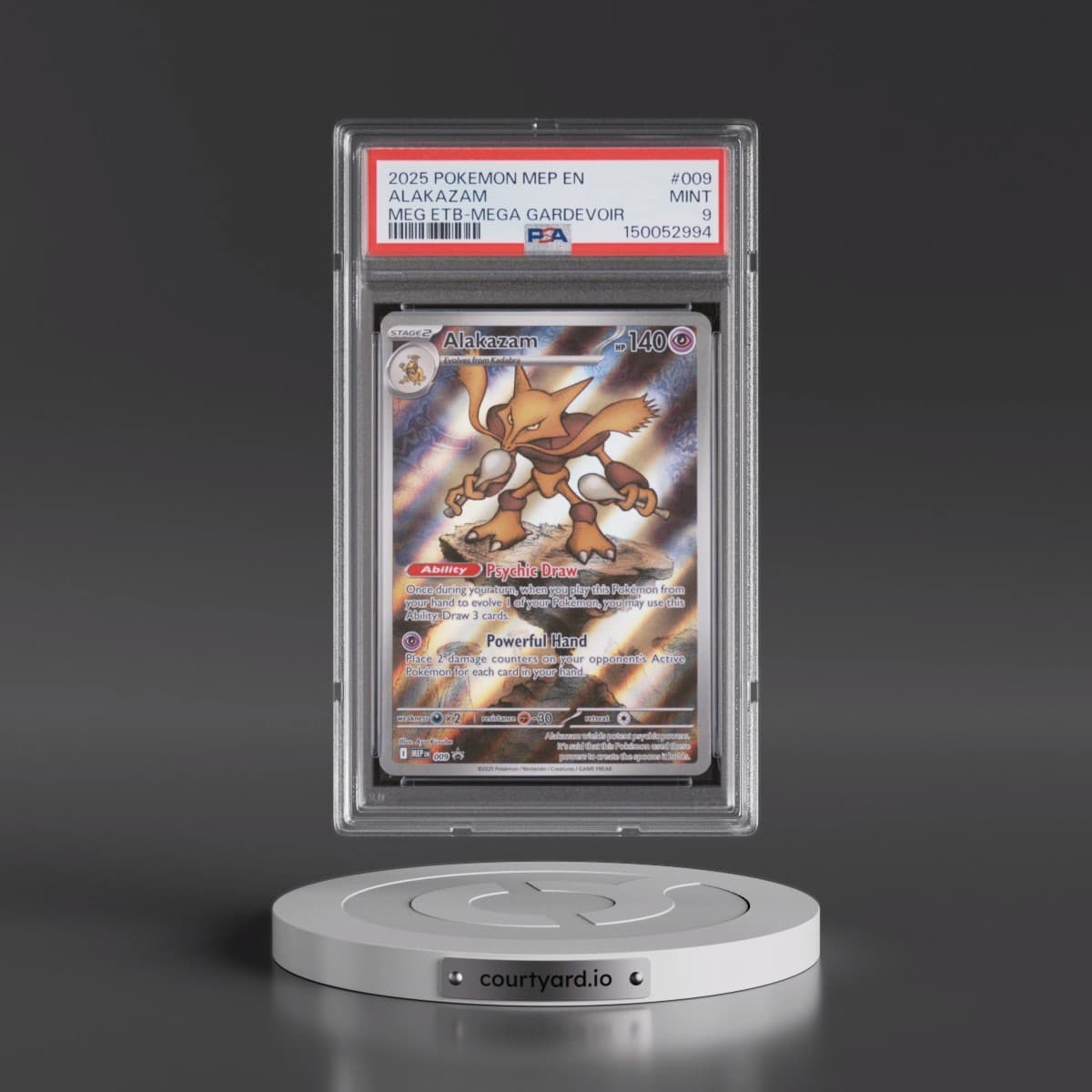 2025 Pokémon Mep EN-Me Black Star Promo #009 Alakazam - Mega Evolution Elite Trainer Box-Mega Gardevoir (PSA 9 MINT)
