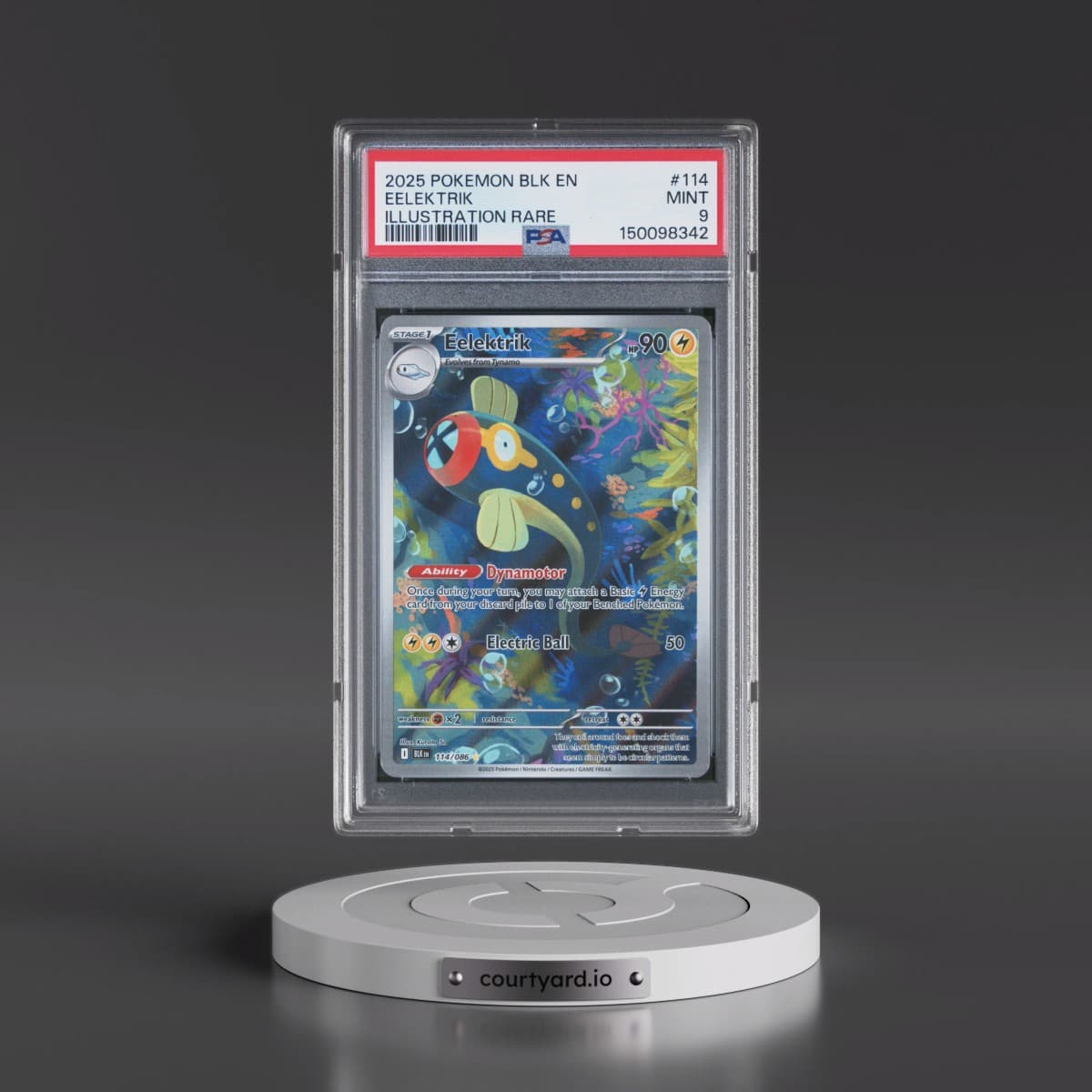 2025 Pokémon Blk EN-Black Bolt #114 Eelektrik - Illustration Rare (PSA 9 MINT)