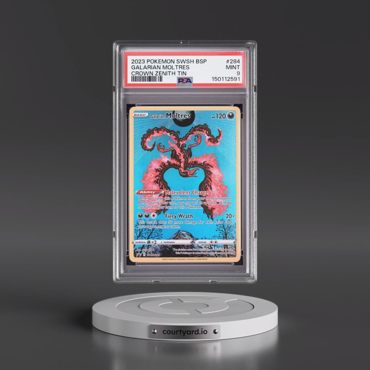 2023 Pokémon Swsh Black Star Promo #284 Galarian Moltres - Crown Zenith Tin (PSA 9 MINT)