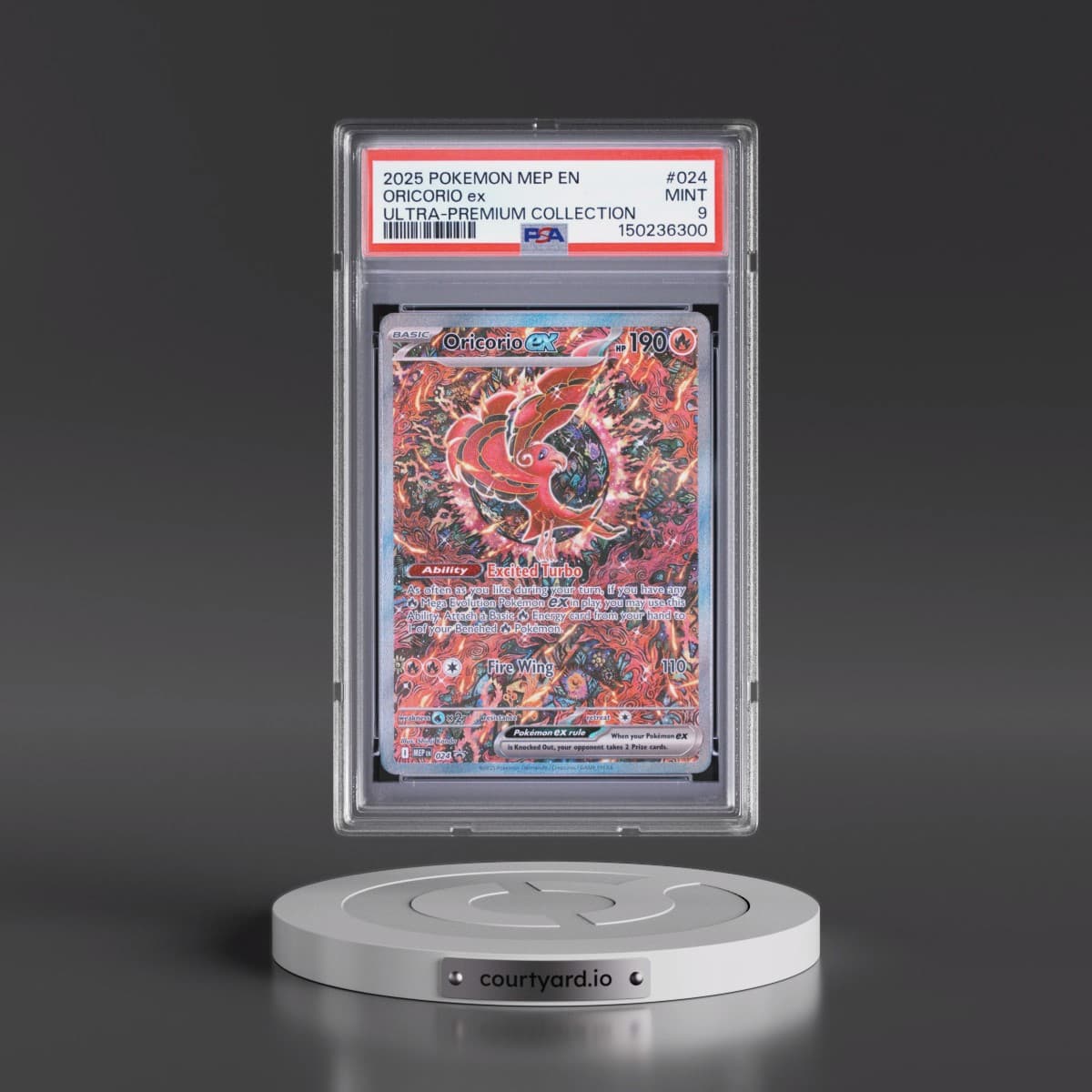 2025 Pokémon Mep EN-Me Black Star Promo #024 Oricorio EX - Holo Mega Charizard X EX Ultra-Premium Collection (PSA 9 MINT)