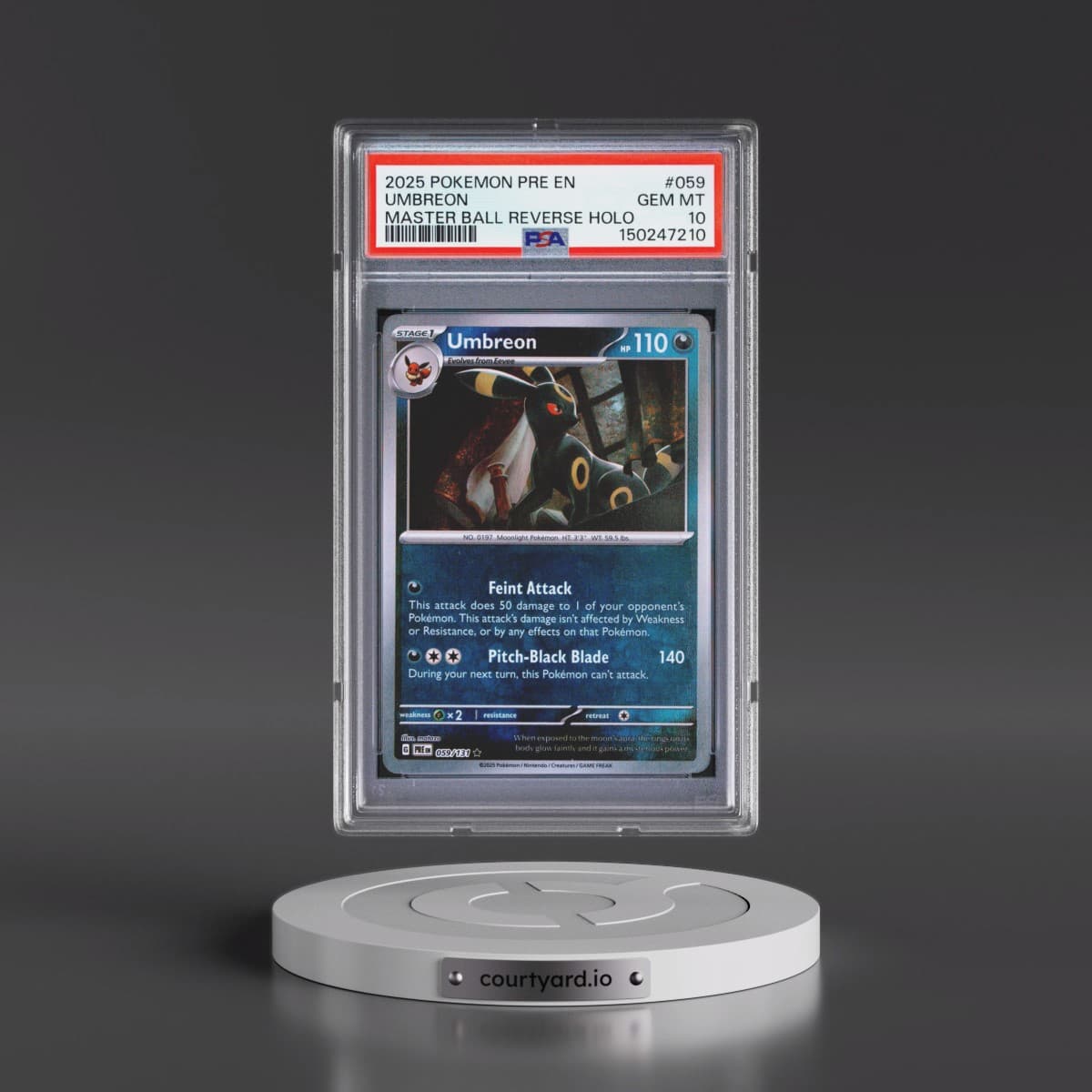 2025 Pokémon Pre EN-Prismatic Evolutions #059 Umbreon - Reverse Holo Master Ball (PSA 10 GEM MINT)