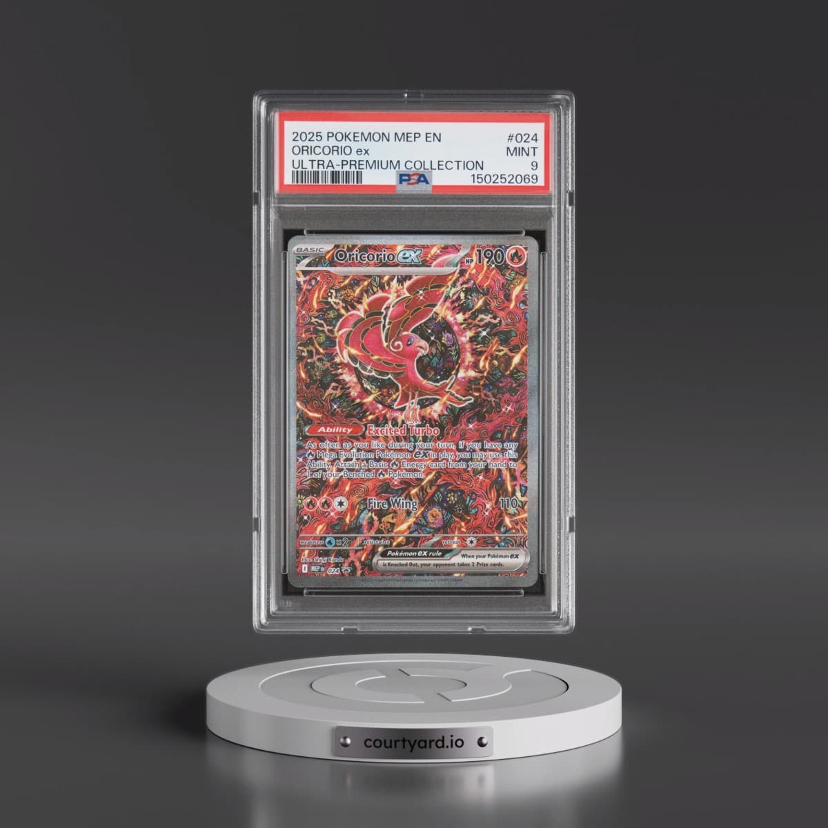 2025 Pokémon Mep EN-Me Black Star Promo #024 Oricorio EX - Holo Mega Charizard X EX Ultra-Premium Collection (PSA 9 MINT)