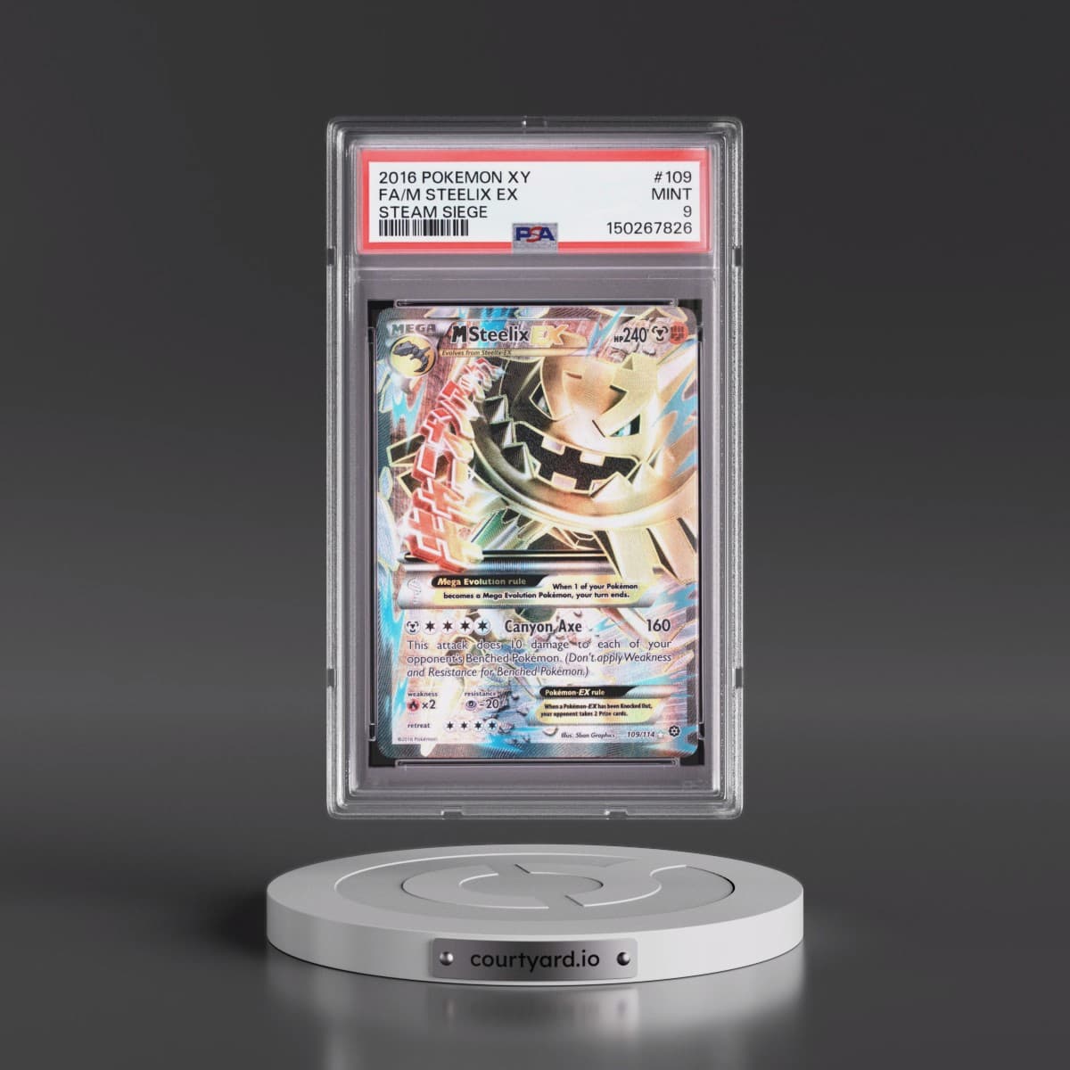 2016 Pokémon XY Steam Siege #109 M Steelix EX - Holo Full Art (PSA 9 MINT)