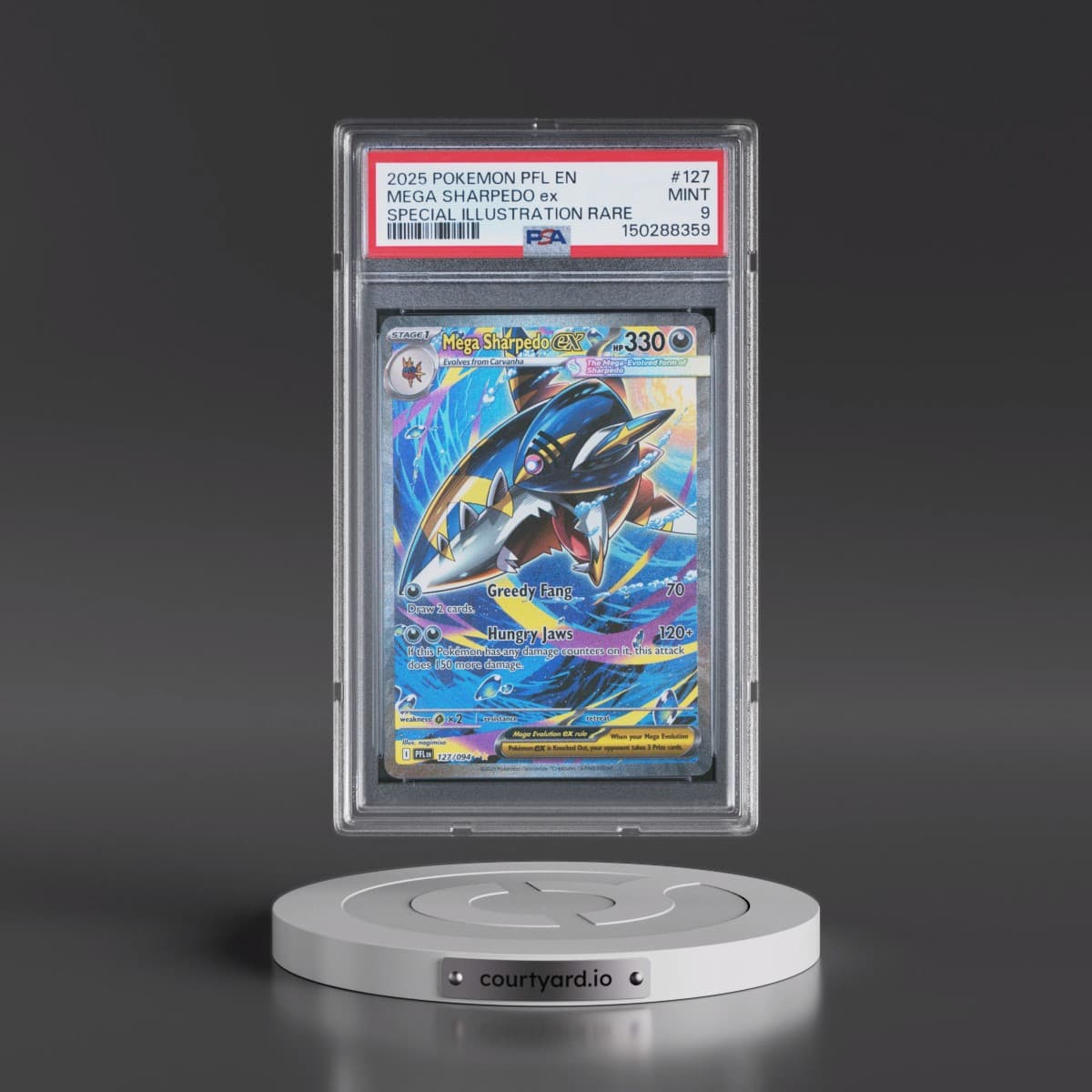 2025 Pokémon Pfl EN-Phantasmal Flames #127 Mega Sharpedo EX - Holo Special Illustration Rare (PSA 9 MINT)