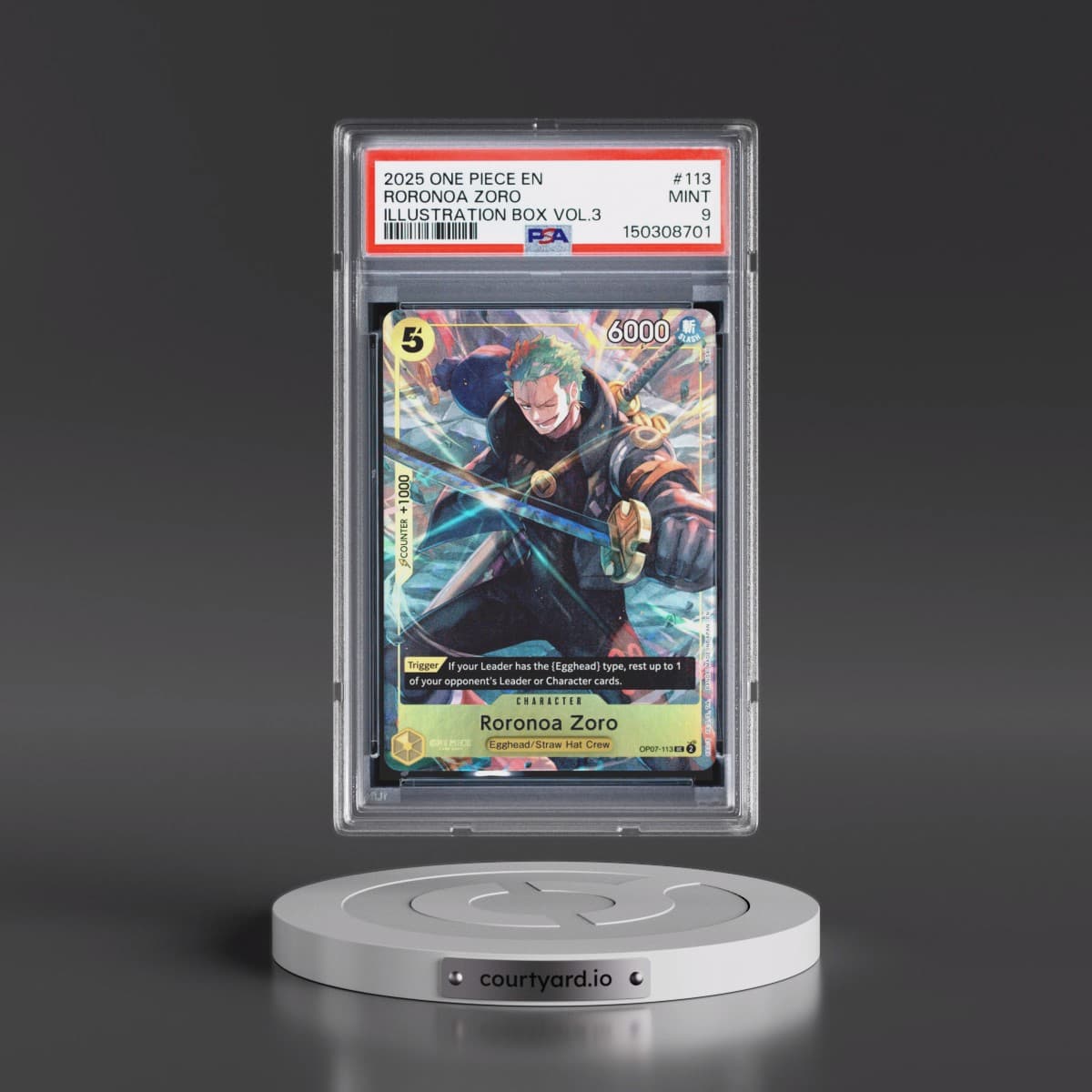 2025 One Piece Promos #113 Roronoa Zoro - Illustration Box Vol.3 (PSA 9 MINT)