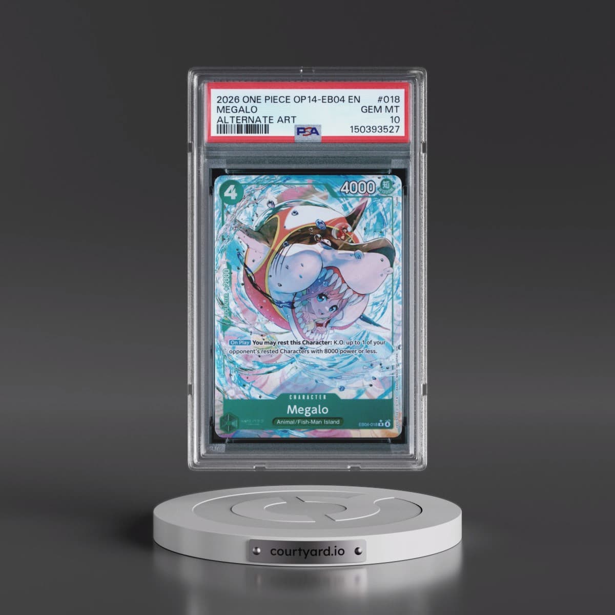 2026 One Piece OP14-EB04-the Azure Sea's Seven #018 Megalo - Alternate Art (PSA 10 GEM MINT)