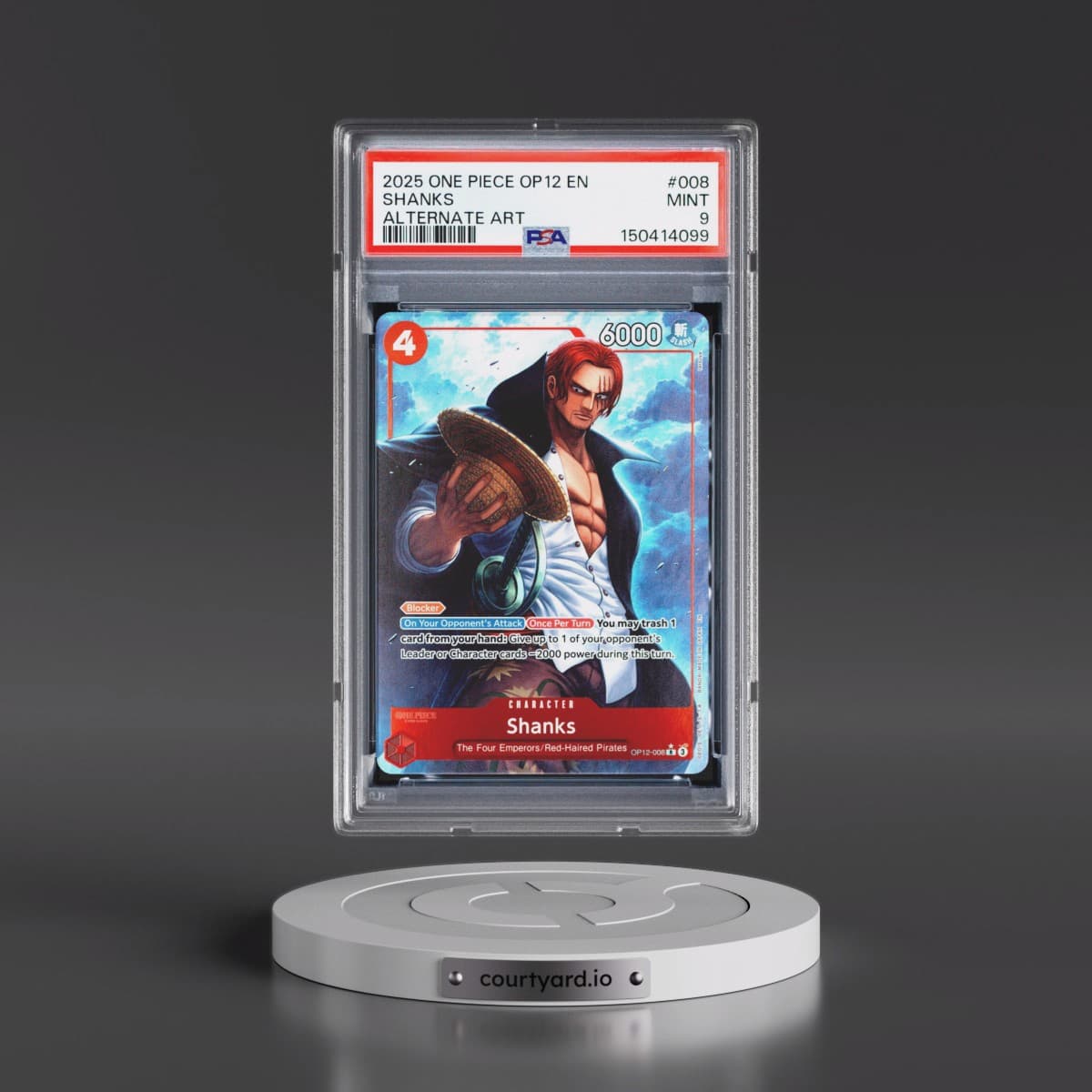 2025 One Piece OP12-Legacy of the Master #008 Shanks - Alternate Art (PSA 9 MINT)