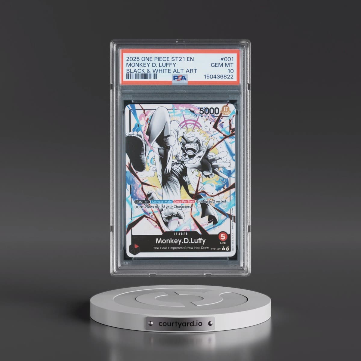 2025 One Piece Starter Deck ST21-EX Gear 5 #001 Monkey D. Luffy - Black & White Alternate Art (PSA 10 GEM MINT)