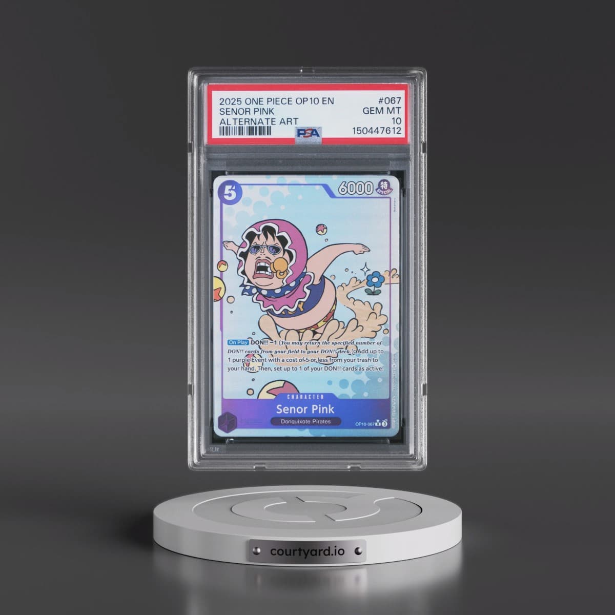 2025 One Piece OP10-Royal Blood #067 Senor Pink - Alternate Art (PSA 10 GEM MINT)
