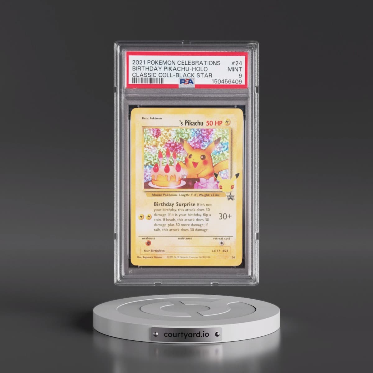 2021 Pokémon Celebrations Classic Collection #24 Birthday Pikachu - Holo (PSA 9 MINT)