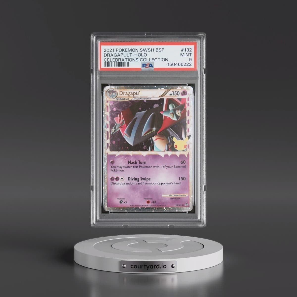 2021 Pokémon Swsh Black Star Promo #132 Dragapult - Holo Celebrations Collection (PSA 9 MINT)