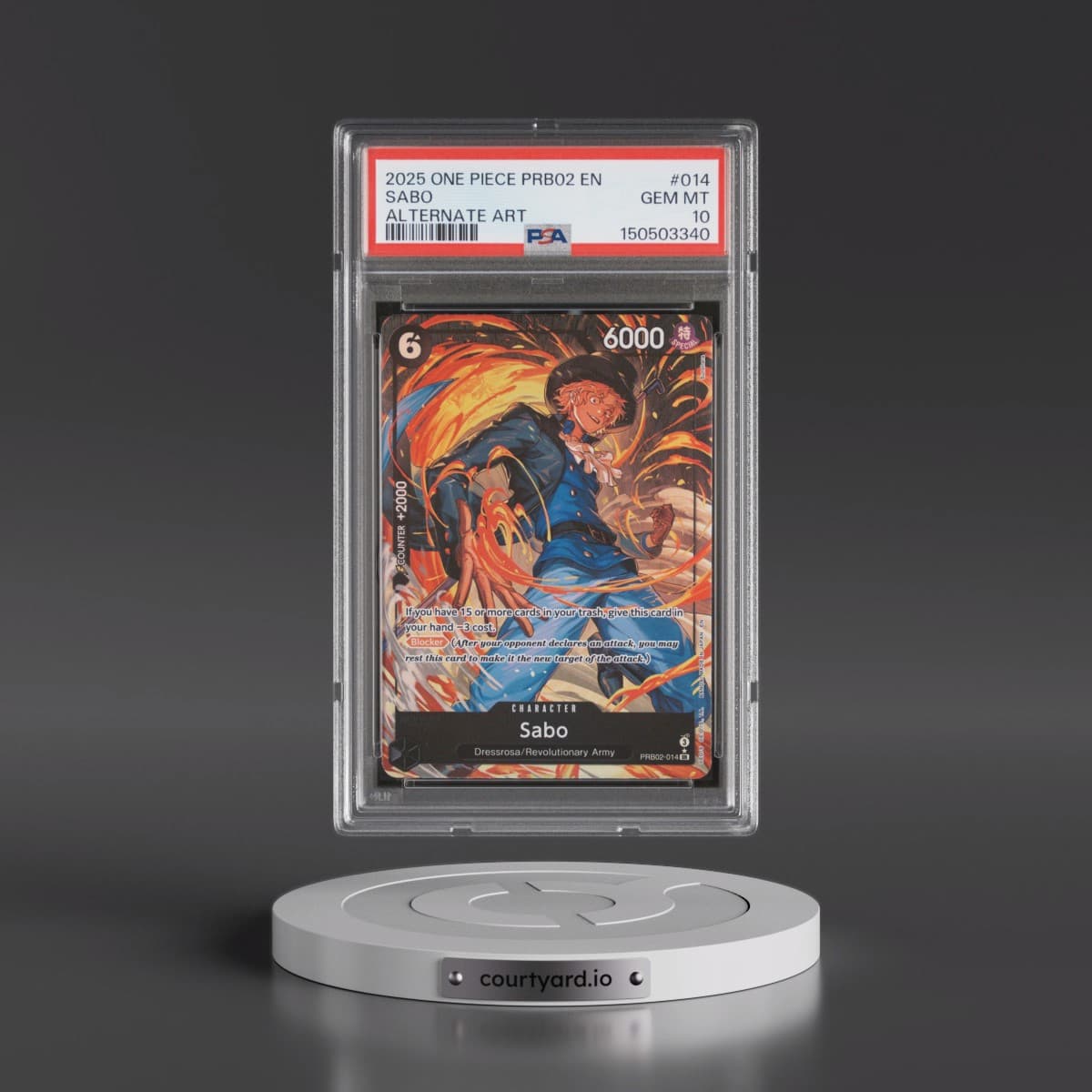 2025 One Piece PRB02-Premium Booster -One Piece Card the Best- Vol.2 #014 Sabo - Alternate Art (PSA 10 GEM MINT)