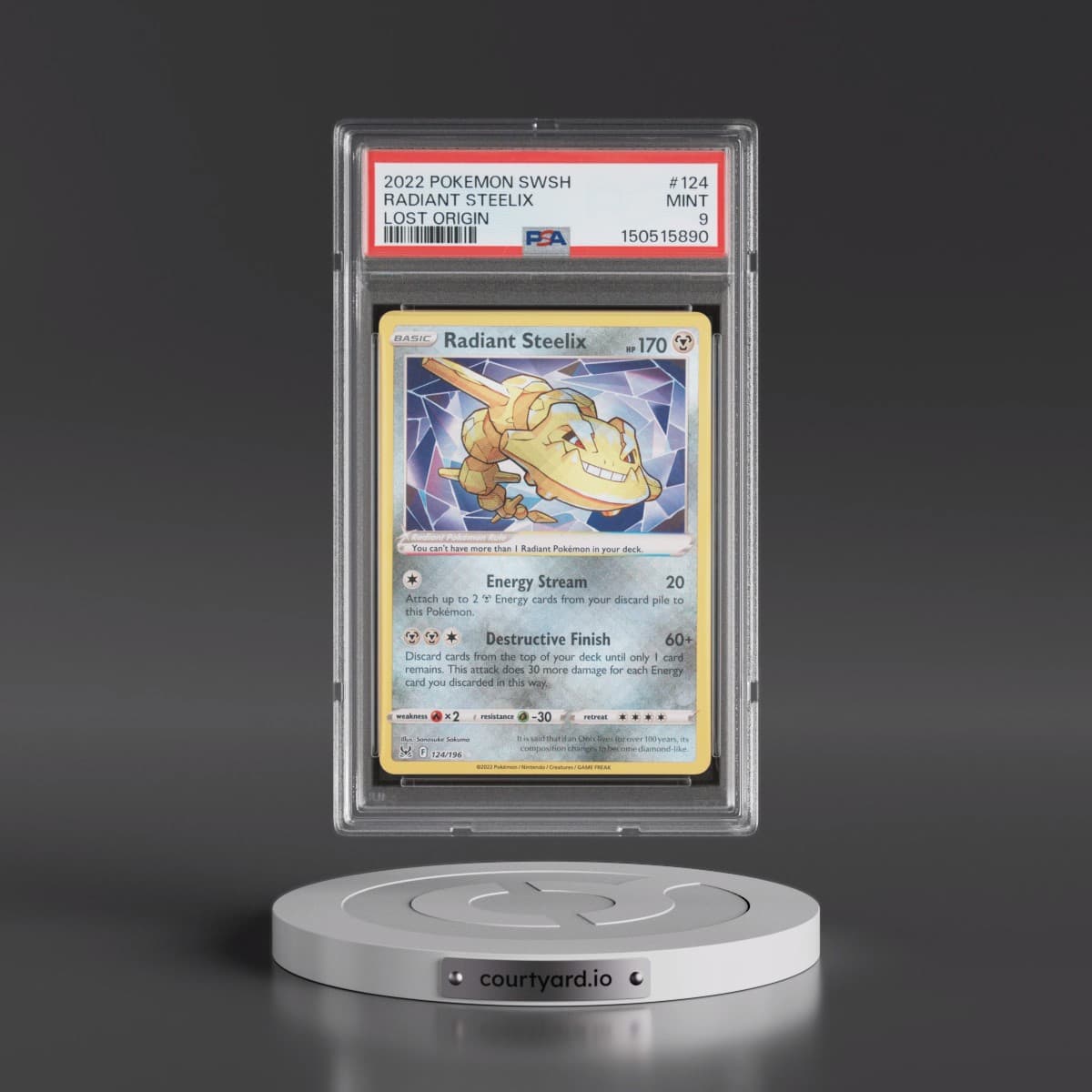 2022 Pokémon Sword & Shield Lost Origin #124 Radiant Steelix - Holo (PSA 9 MINT)