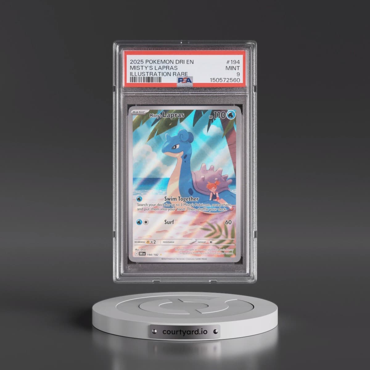 2025 Pokémon Dri EN-Destined Rivals #194 Misty's Lapras - Illustration Rare (PSA 9 MINT)