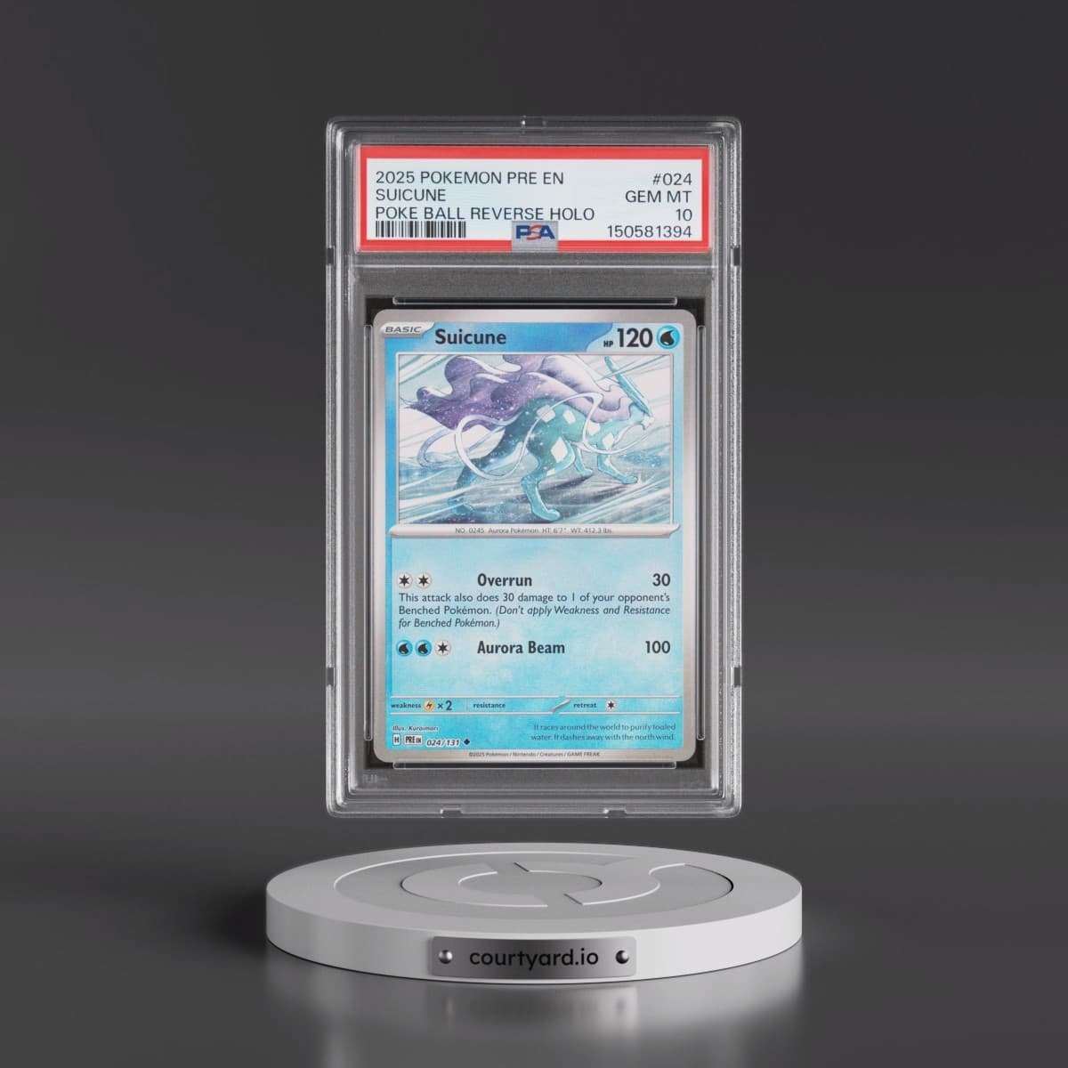 2025 Pokémon Pre EN-Prismatic Evolutions #024 Suicune - Reverse Holo Poke Ball (PSA 10 GEM MINT)