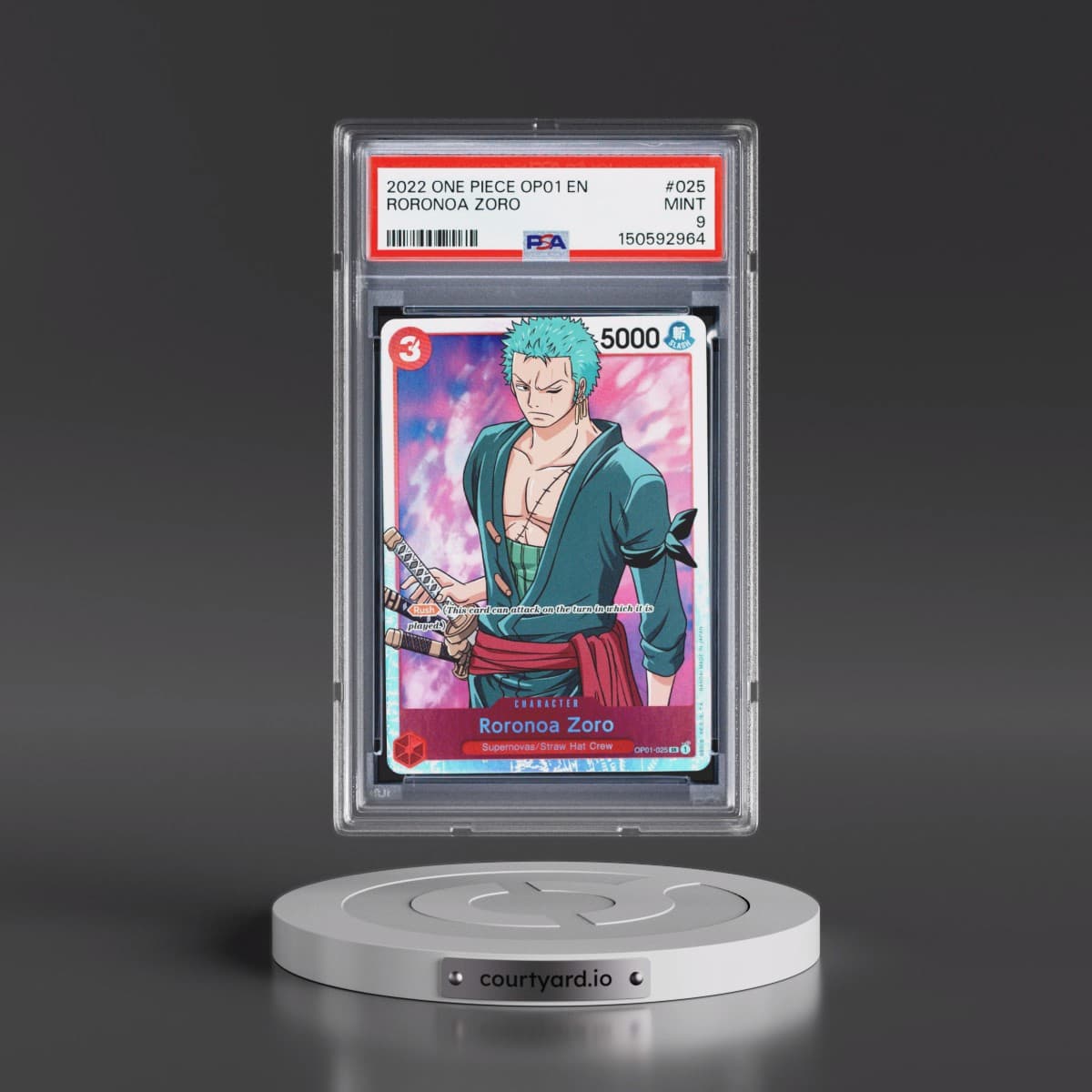 2022 One Piece OP01-Romance Dawn #025 Roronoa Zoro (PSA 9 MINT)