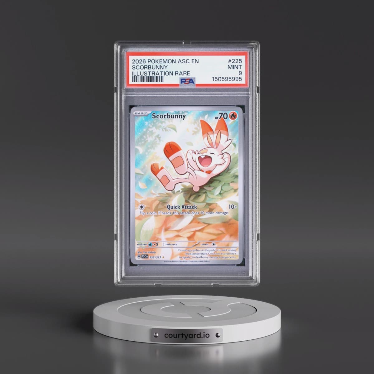 2026 Pokémon Asc EN-Ascended Heroes #225 Scorbunny - Illustration Rare (PSA 9 MINT)