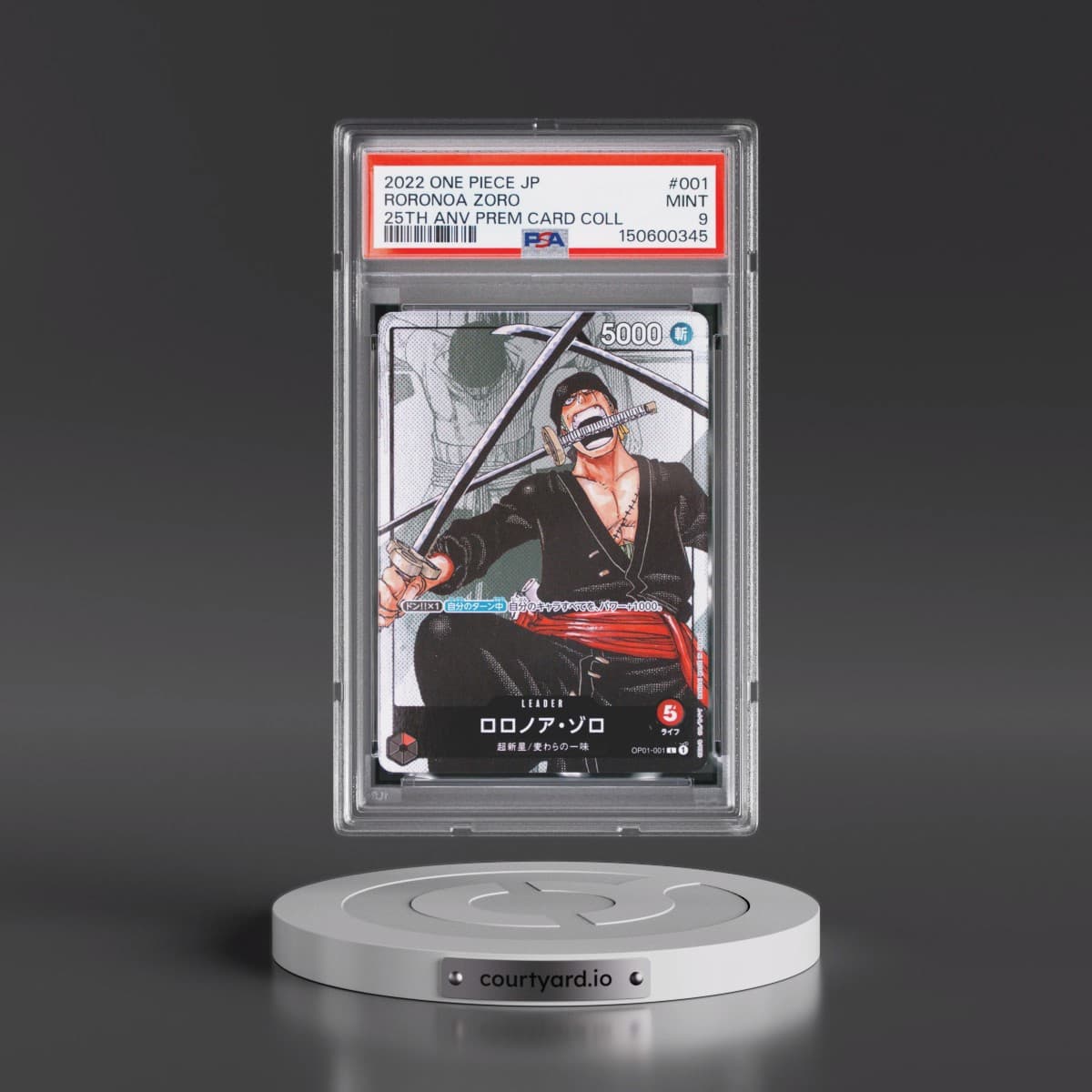2022 One Piece Japanese 25th Anniversary Premium Card Collection #001 Roronoa Zoro (PSA 9 MINT)