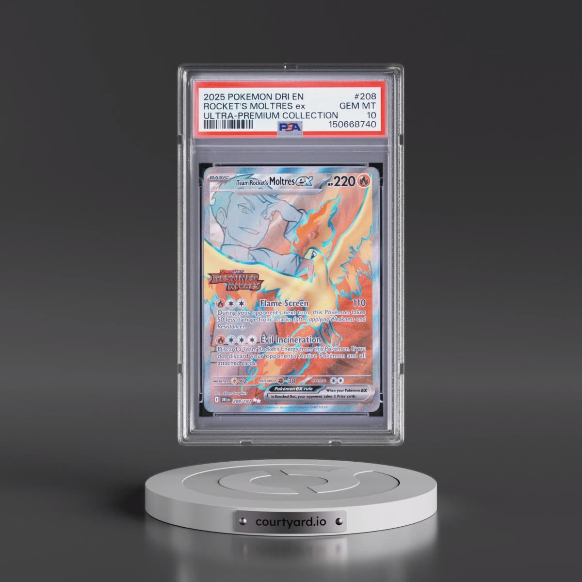 2025 Pokémon Dri EN-Destined Rivals #208 Team Rocket's Moltres EX - Holo Team Rocket's Moltres EX Ultra-Premium Collection (PSA 10 GEM MINT)