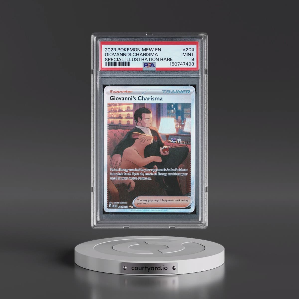 2023 Pokémon Mew EN-151 #204 Giovanni's Charisma - Special Illustration Rare (PSA 9 MINT)