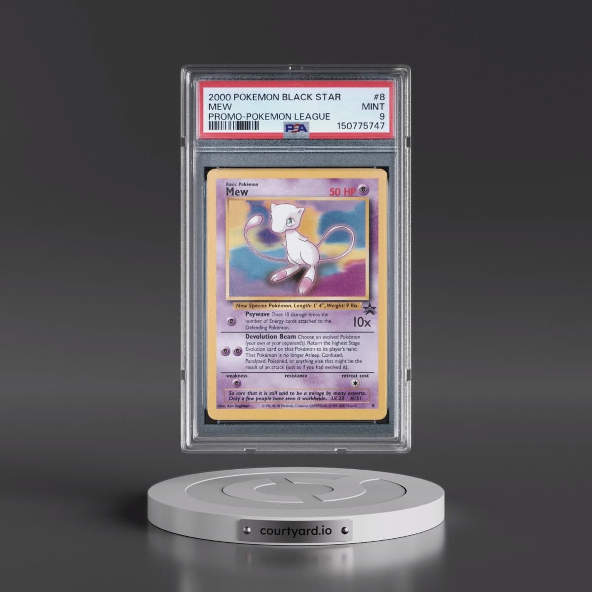 2000 Pokémon Promo Black Star #8 Mew - Pokemon League (PSA 9 MINT)