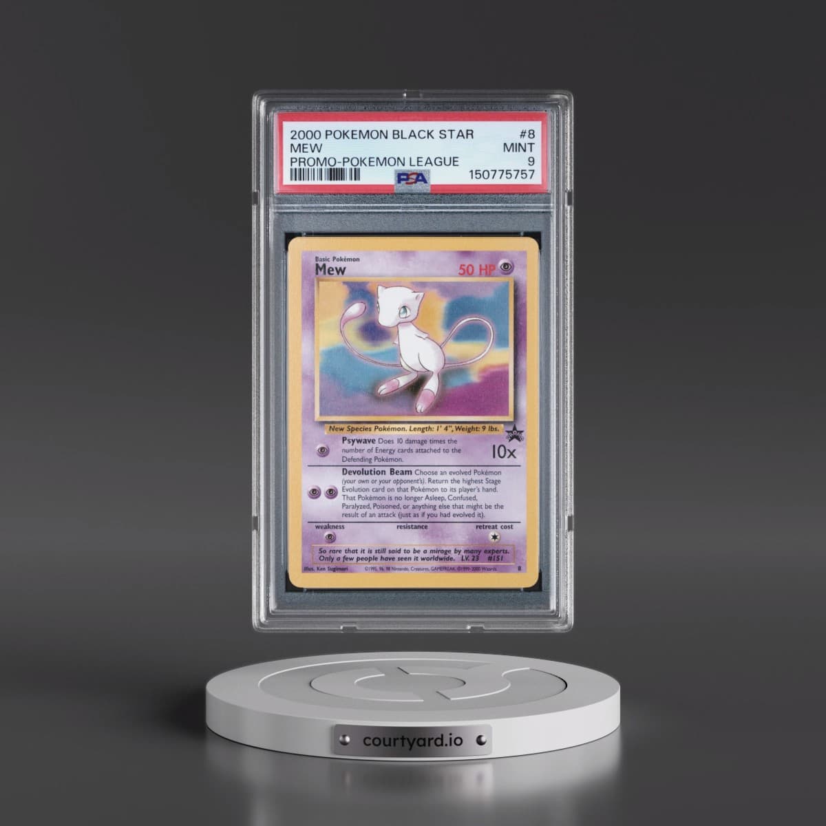 2000 Pokémon Promo Black Star #8 Mew - Pokemon League (PSA 9 MINT)