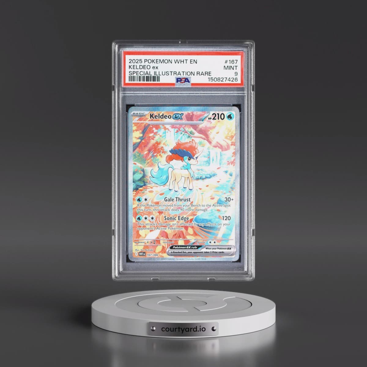 2025 Pokémon Wht EN-White Flare #167 Keldeo EX - Holo Special Illustration Rare (PSA 9 MINT)