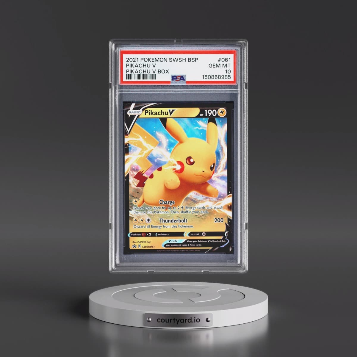 2021 Pokémon Swsh Black Star Promo #061 Pikachu V - Holo Pikachu V Box (PSA 10 GEM MINT)