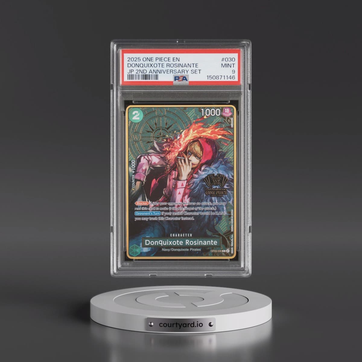 2025 One Piece Japanese 2nd Anniversary Set #030 Donquixote Rosinante (PSA 9 MINT)