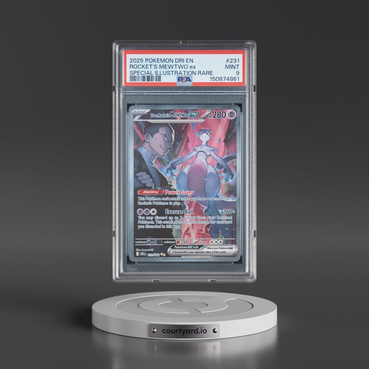 2025 Pokémon Dri EN-Destined Rivals #231 Team Rocket's Mewtwo EX - Holo Special Illustration Rare (PSA 9 MINT)