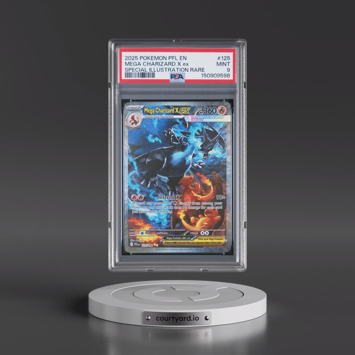 2025 Pokémon Pfl EN-Phantasmal Flames #125 Mega Charizard X EX - Holo Special Illustration Rare (PSA 9 MINT)