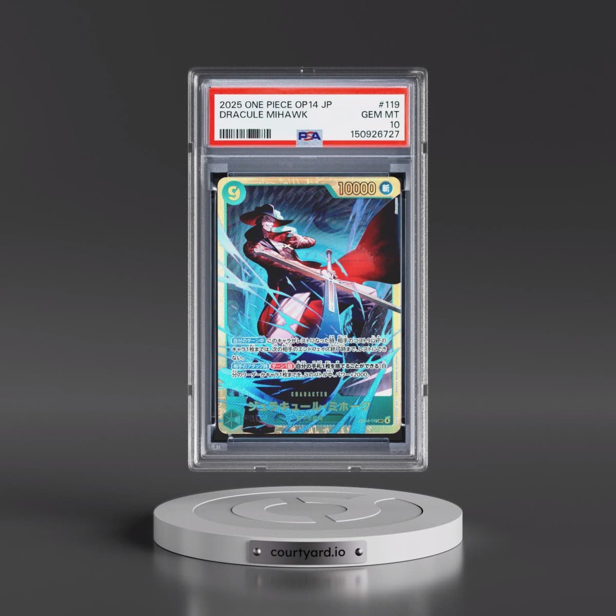 2025 One Piece Japanese OP14-the Azure Sea's Seven #119 Dracule Mihawk (PSA 10 GEM MINT)