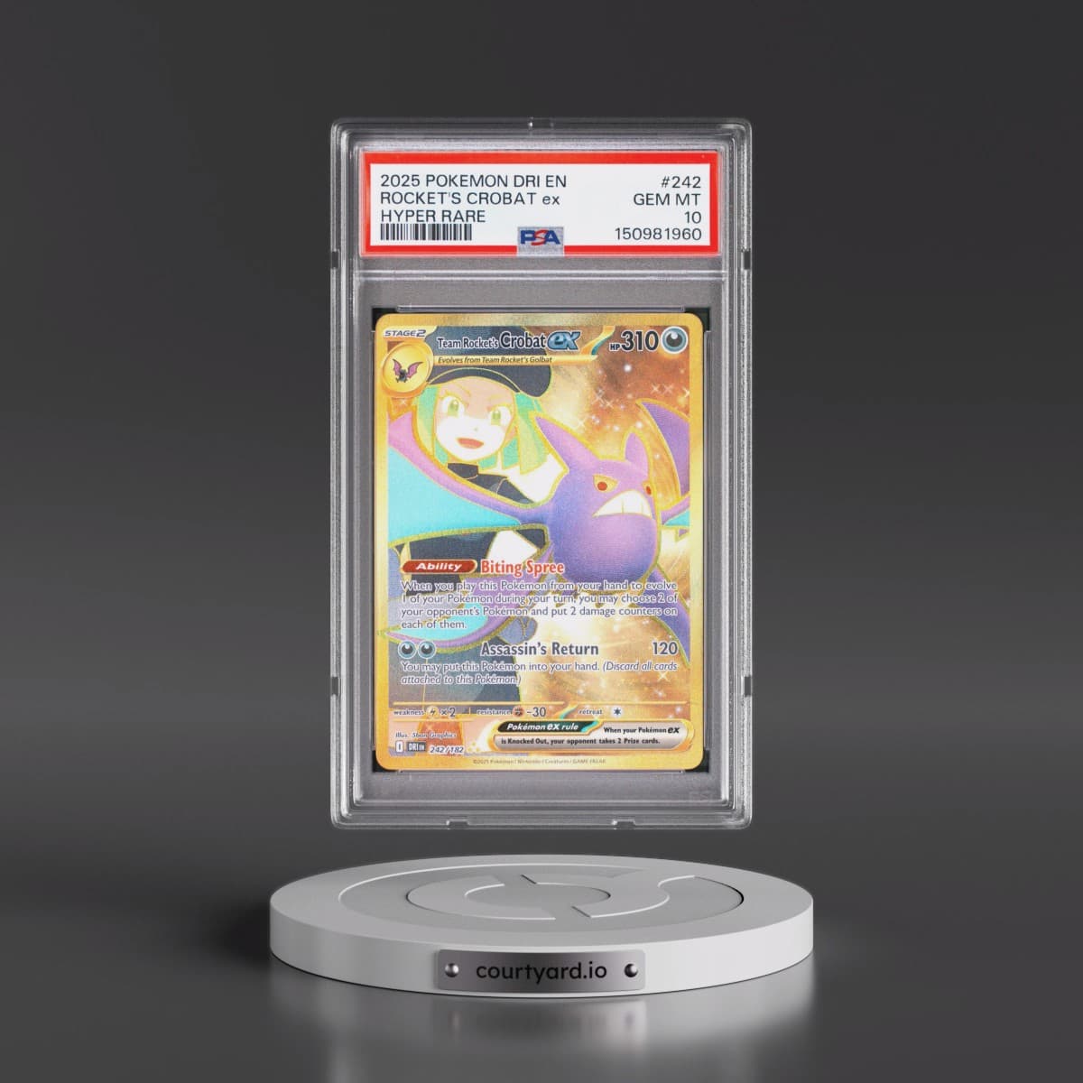 2025 Pokémon Dri EN-Destined Rivals #242 Team Rocket's Crobat EX - Holo Hyper Rare (PSA 10 GEM MINT)