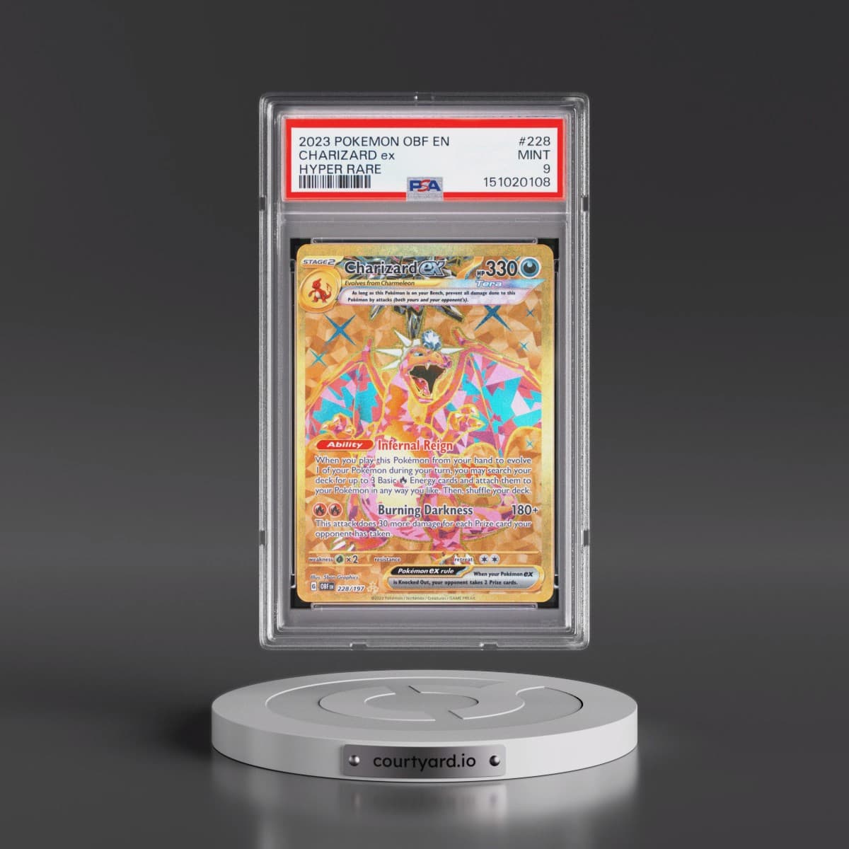 2023 Pokémon Obf EN-Obsidian Flames #228 Charizard EX - Holo Hyper Rare (PSA 9 MINT)