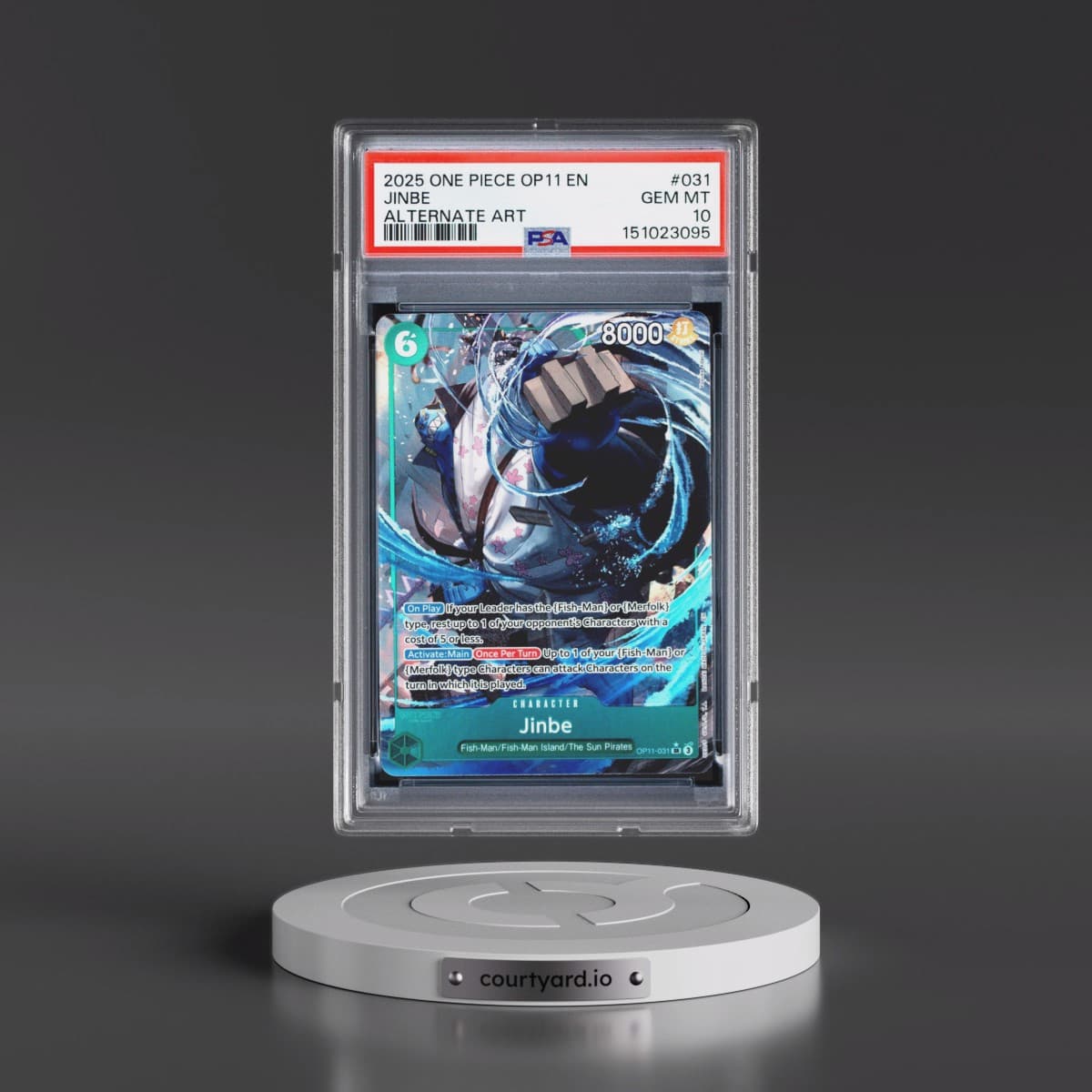 2025 One Piece OP11-A Fist of Divine Speed #031 Jinbe - Alternate Art (PSA 10 GEM MINT)