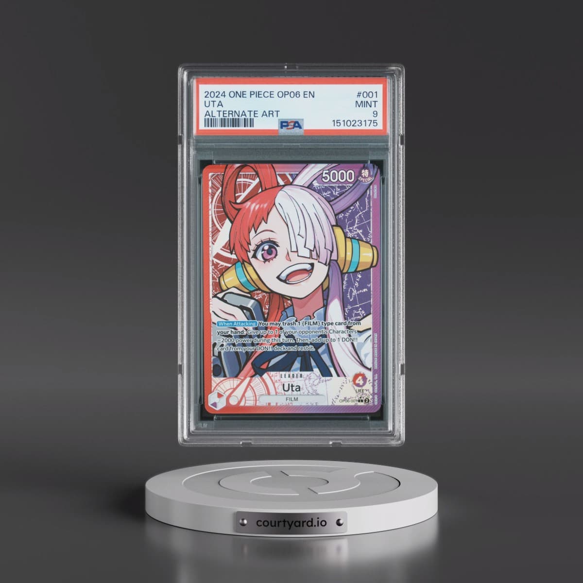 2024 One Piece OP06-Wings of the Captain #001 Uta - Alternate Art (PSA 9 MINT)