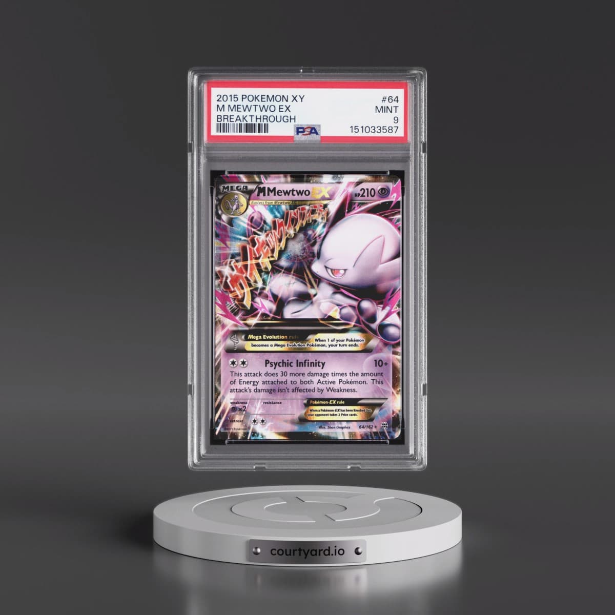 2015 Pokémon XY Breakthrough #64 M Mewtwo EX - Holo (PSA 9 MINT)