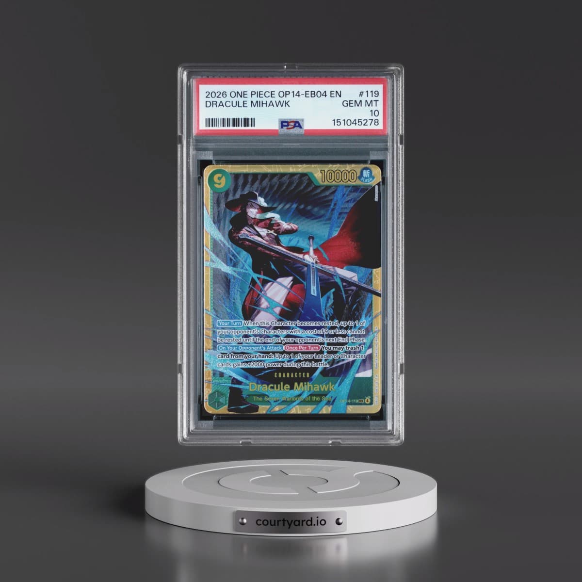 2026 One Piece OP14-EB04-the Azure Sea's Seven #119 Dracule Mihawk (PSA 10 GEM MINT)